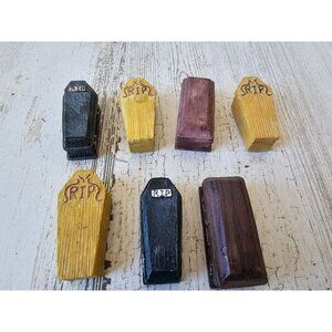 Lemax‎ coffin Halloween village accessory cemetery tombstone decor set